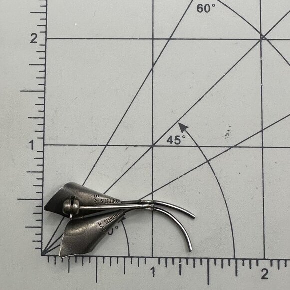 Calla Lily Pair Flower Brooch Pin Floral Unisex Stuart NYE Sterling Silver 925 - Picture 5 of 6